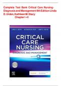 Complete Test Bank Critical Care Nursing- Diagnosis and Management 9th Edition Linda D&period; Urden&comma; Kathleen M&period; Stacy Chapter 1-41