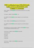 PMP Certification Exam UPDATED Study  Guide ACTUAL QUESTIONS AND  CORRECT ANSWERS