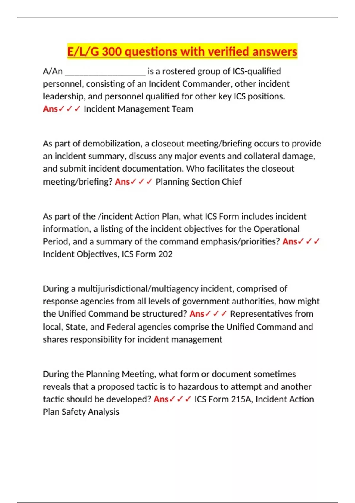 E/L/G 300 – Intermediate ICS for Expanding Incidents | Verified ...