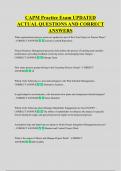 CAPM Practice Exam UPDATED  ACTUAL QUESTIONS AND CORRECT  ANSWERS