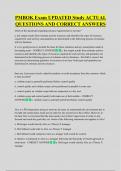 PMBOK Exam UPDATED Study ACTUAL  QUESTIONS AND CORRECT ANSWERS