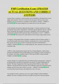 PMP Certification Exam UPDATED  ACTUAL QUESTIONS AND CORRECT  ANSWERS