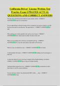 California Driver' License Written Test  Practice Exam UPDATED ACTUAL  QUESTIONS AND CORRECT ANSWERS
