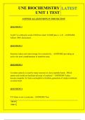  UNE BIOCHEMISTRY UNIT 1 TEST QUESTIONS AND ANSWERS 2025