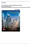  Test Bank For  Accounting for Decision Making and Control 10th Edition Jerald Zimmerman  Chapter &lpar;1 to 14&rpar; Latest Version