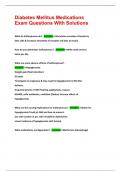 Diabetes Mellitus Medications  Exam Questions With Solutions
