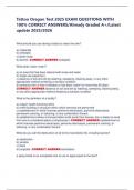 Tattoo Oregon Test 2025 EXAM QUESTIONS WITH 100&percnt; CORRECT ANSWERS&sol;Already Graded A&plus;&sol;Latest update 2025&sol;2026