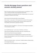 Florida Mortgage Exam questions and answers already passed