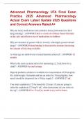 Advanced Pharmacology UTA Final Exam  Practice 2025 Advanced Pharmacology  Actual Exam Latest Update 2025 Questions  and Correct Answers Rated A&plus; 