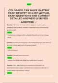 COLORADO CAR SALES MASTERY  EXAM NEWEST 2024-2025 ACTUAL  EXAM QUESTIONS AND CORRECT  DETAILED ANSWERS &lpar;VERIFIED  ANSWERS&rpar;  