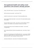 Occupational health and safety exam questions and answers already passed
