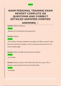 NASM PERSONAL TRAINING EXAM  NEWEST COMPLETE 280  QUESTIONS AND CORRECT  DETAILED ANSWERS &lpar;VERIFIED  ANSWERS&rpar; 