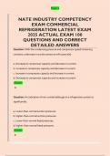 NATE INDUSTRY COMPETENCY  EXAM COMMERCIAL  REFRIGERATION LATEST EXAM  2025 ACTUAL EXAM 100  QUESTIONS AND CORRECT  DETAILED ANSWERS