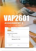 VAP2601 Assignment 3 2025 Quiz - Due 19 June 2025