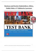 Test Bank for Business and Society&colon; Stakeholders&comma; Ethics&comma; Public Policy 17th Edition by Lawrence