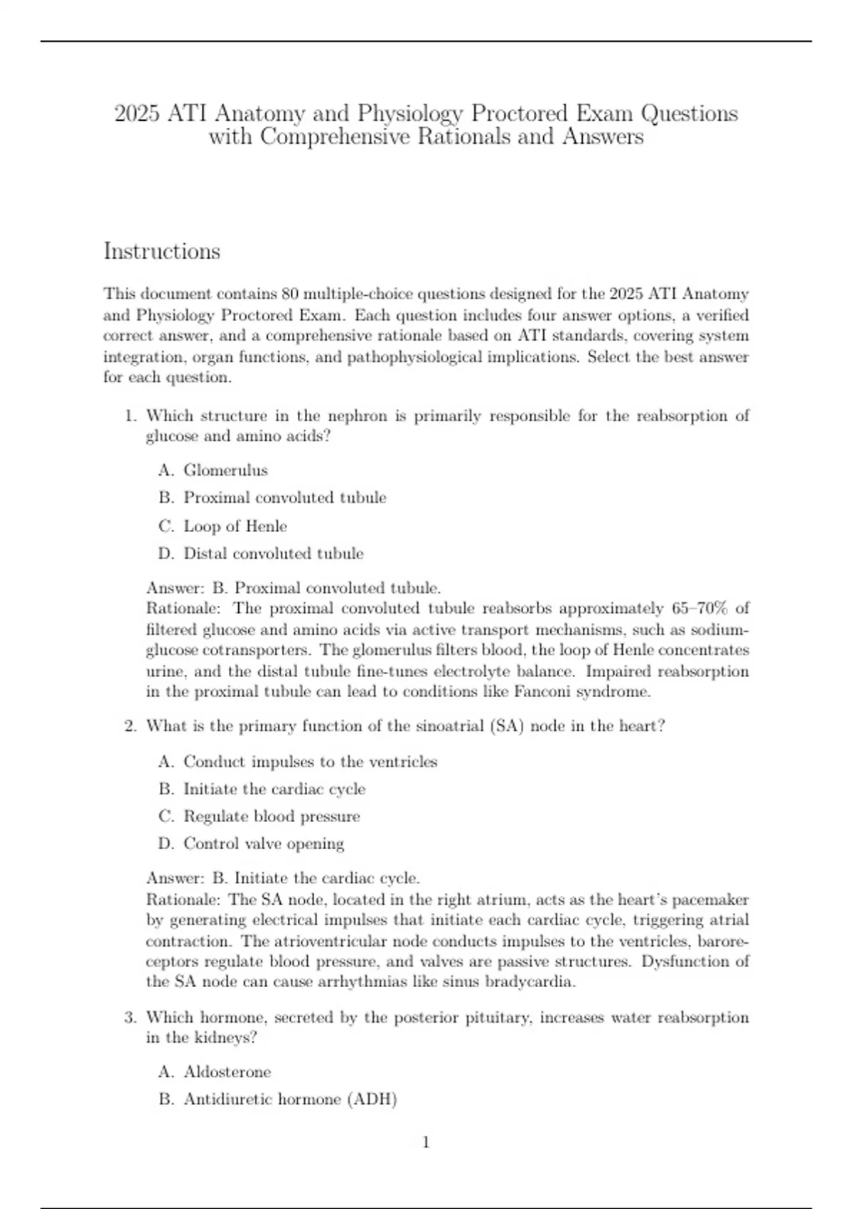 2025 ATI Anatomy and Physiology Proctored Exam Questions with ...