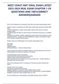 WEST COAST EMT FINAL EXAM QUESTIONS AND CORRECT ANSWERS &lpar;100&percnt; COMPLETE ANSWERS&rpar; ALREADY GRADED A&plus; &vert; 100&percnt; SATISFACTION GUARANTEE WITH COMPLETE SOLUTIONS&comma; ALL ANSWERS INCLUDED &lpar;LATEST UPDATE&rpar; 2025&sol;2026&excl;&excl;&excl;