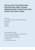 EMT final Questions and Correct Answers &lpar;100&percnt; COMPLETE ANSWERS&rpar; ALREADY GRADED A&plus; &vert; 100&percnt; satisfaction guarantee with complete solutions&comma; all Answers Included &lpar;Latest update&rpar; 2025&sol;2026&excl;&excl;&excl;