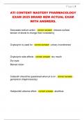 ATI CONTENT MASTERY PHARMACOLOGY  EXAM 2025 BRAND NEW ACTUAL EXAM  WITH ANSWERS&period; 