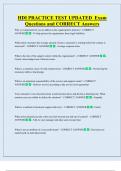 HDI PRACTICE TEST UPDATED  Exam  Questions and CORRECT Answers 
