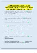 CER Certification Section 1&colon; Court  Proceedings Practice  UPDATED  ACTUAL   Exam Questions and CORRECT Answers
