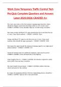 Work Zone Temporary Traffic Control Tech  Pre-Quiz Complete Questions and Answers  Latest 2025&sol;2026 GRADED A&plus;