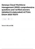 Genesys Cloud Workforce Management &lpar;2025&rpar; comprehensive questions and verified answers &lpar;detailed & elaborated&rpar; ACTUAL EXAM 2025 TEST&excl;&excl;