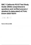 RBC 1 California P&period;O&period;S&period;T Test Study Guide &lpar;2025&rpar; comprehensive questions and verified answers &lpar; detailed & elaborated&rpar; ACTUAL EXAM 2025 TEST&excl;&excl;