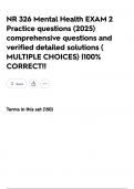 NR 326 Mental Health EXAM 2 Practice questions &lpar;2025&rpar; comprehensive questions and verified detailed solutions &lpar; MULTIPLE CHOICES&rpar; &vert;100&percnt; CORRECT&excl;&excl;