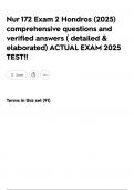 Nur 172 Exam 2 Hondros &lpar;2025&rpar; comprehensive questions and verified answers &lpar; detailed & elaborated&rpar; ACTUAL EXAM 2025 TEST&excl;&excl;