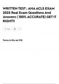 WRITTEN TEST &semi; AHA ACLS EXAM 2025 Real Exam Questions And Answers &lpar; 100&percnt; ACCURATE&rpar; GET IT RIGHT&excl;&excl;