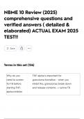 NBME 10 Review &lpar;2025&rpar; comprehensive questions and verified answers &lpar; detailed & elaborated&rpar; ACTUAL EXAM 2025 TEST&excl;&excl;