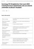 Sociology 101 Straighterline final exam 2025 COMPLETE EXAM QUESTIONS AND ACCURATE ANSWERS &vert;ALREADY PASSED&excl;&excl;