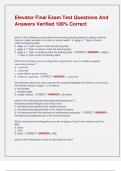 Elevator Final Exam Test Questions And  Answers Verified 100&percnt; Correct