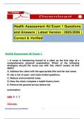 Health Assessment Ati Exam 1 Questions and Answers &vert; Latest Version &vert; 2025&sol;2026 &vert; Correct & Verified