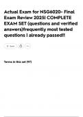 Actual Exam for NSG6020- Final Exam Review 2025&vert; COMPLETE EXAM SET &lpar;questions and verified answers&rpar;frequently most tested questions &vert; already passed&excl;&excl;