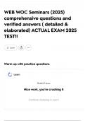 WEB WOC Seminars &lpar;2025&rpar; comprehensive questions and verified answers &lpar; detailed & elaborated&rpar; ACTUAL EXAM 2025 TEST&excl;&excl;