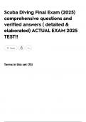 Scuba Diving Final Exam &lpar;2025&rpar; comprehensive questions and verified answers &lpar; detailed & elaborated&rpar; ACTUAL EXAM 2025 TEST&excl;&excl;