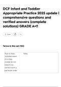 DCF Infant and Toddler Appropriate Practice 2025 update &vert; comprehensive questions and verified answers &lpar;complete solutions&rpar; GRADE A&plus;&excl;&excl;