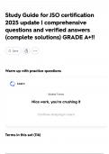 Study Guide for JSO certification 2025 update &vert; comprehensive questions and verified answers &lpar;complete solutions&rpar; GRADE A&plus;&excl;&excl;