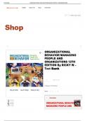 ORGANIZATIONAL BEHAVIOR MANAGING PEOPLE  ORGANIZATIONS TEST BANK