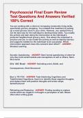 Psychosocial Final Exam Review  Test Questions And Answers Verified  100&percnt; Correct 