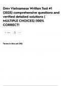 Dmv Vietnamese Written Test &num;1 &lpar;2025&rpar; comprehensive questions and verified detailed solutions &lpar; MULTIPLE CHOICES&rpar; &vert;100&percnt; CORRECT&excl;