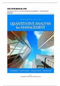 SOLUTION MANUAL FOR QUANTITATIVE ANALYSIS FOR MANAGEMENT&comma; 14TH EDITION RENDE