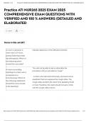 Practice ATI NUR265  EXAM 2025 COMPREHENSIVE EXAM QUESTIONS WITH VERIFIED AND 100 &percnt; ANSWERS &lpar;DETAILED AND ELABORATED