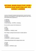 NATIONAL BOARD EXAM STUDY GUIDE &ndash; SCIENCE EXAM QUESTIONS AND 100&percnt; CORRECT ANSWERS