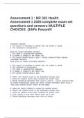 Assessment 1 &colon; NR 302 Health Assessment 1 2025 complete exam set questions and answers MULTIPLE CHOICES  &vert;100&percnt; Passed&excl;&excl;