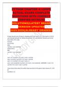 PYTHON CHAPTER 4&colon; LOOPS ACTUAL EXAMS COMPLETE QUESTIONS WITH CORRECT VERIFIED DETAILED SOLUTIONS&vert;&vert;LATEST BRAND VERSION UPDATED 2025&sol;2026&vert;&vert;ALREADY GRADED&excl;&excl;