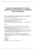 HEALTH ASSESSMENT ATI EXAM 1 QUESTIONS WITH CORRECT ANSWERS AND RATIONALES