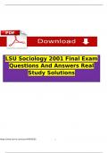 LSU Sociology 2001 Final Exam Questions And Answers Real Study Solutions
